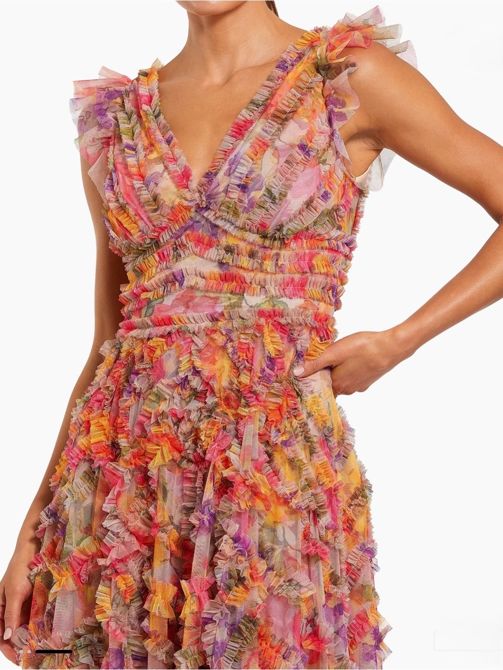 Mac Duggal Floral Tiered Maxi Dress Sz 16 - Picture 3 of 9